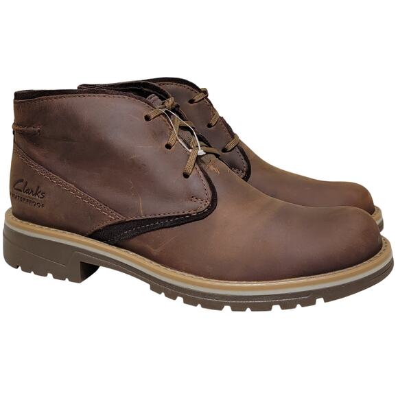 Clarks Men Morris Peak Waterproof Chukka Boot Size US 7.5M Beeswax Brown Leather main image 5